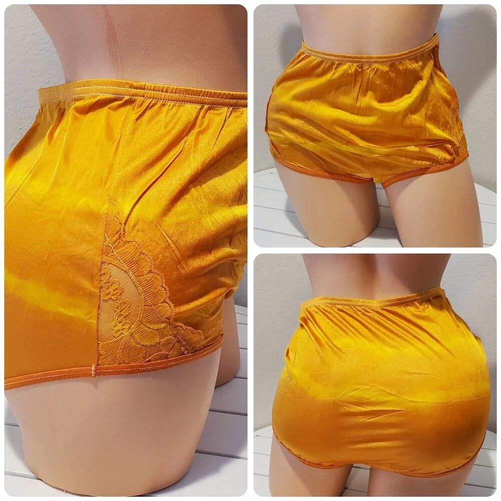 Vanity Fair Lace Nouveau Nylon Full Cut Panty Rainbow Shift Yellow On Orange 6/M